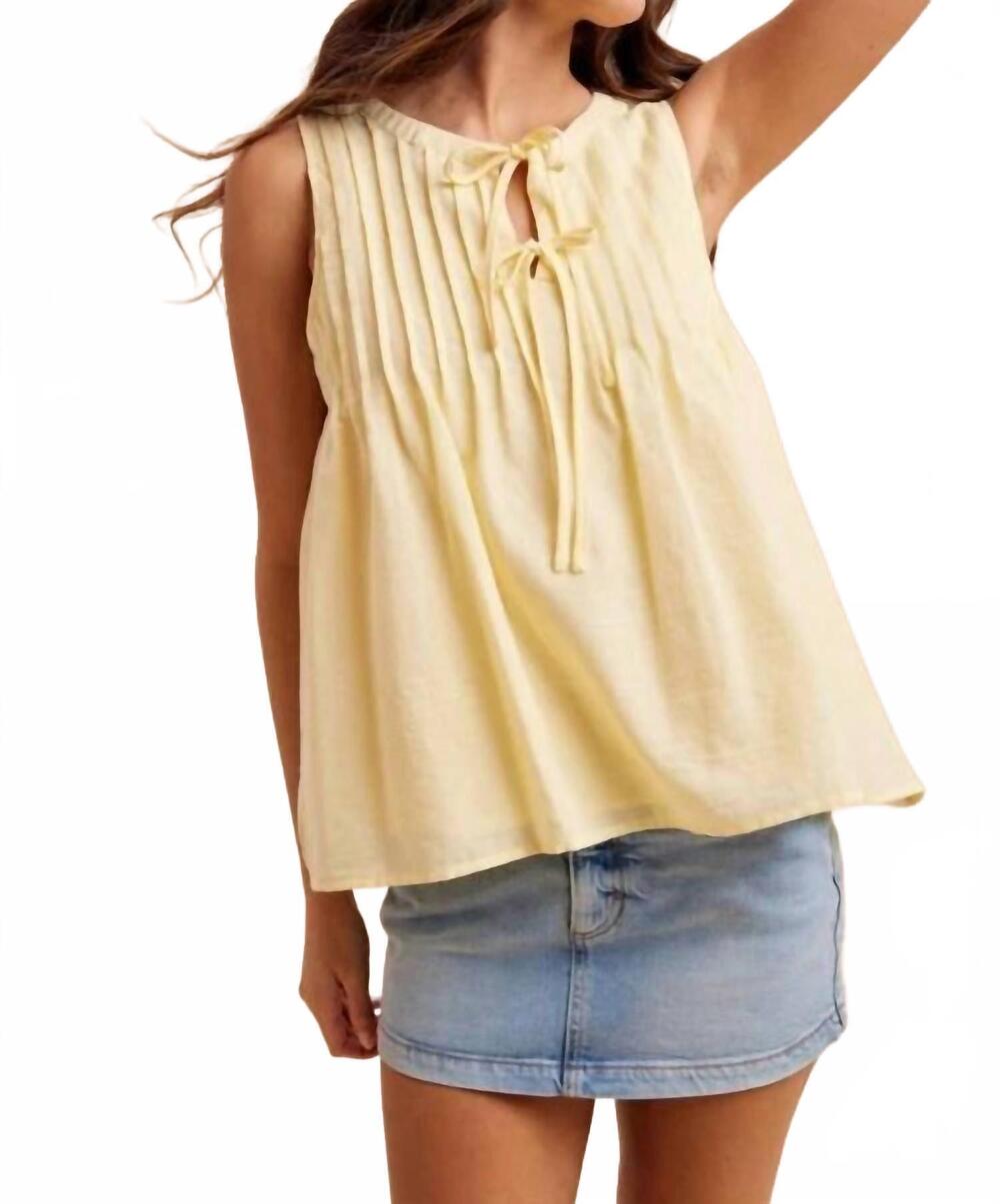 NEW IN-LOOM pintuck cotton blouse in lemon water